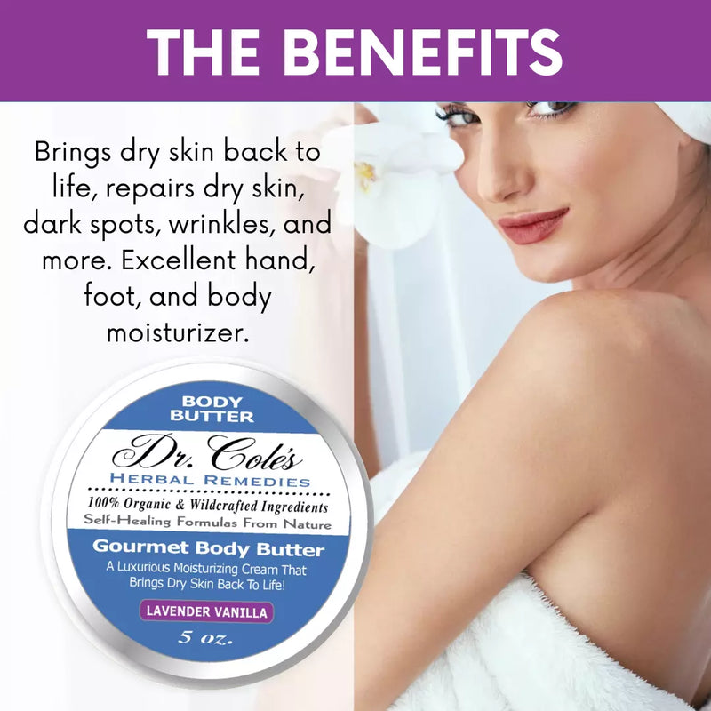 COLEHERBALS LLC 38 - Dr. Cole's Gourmet Body Butter - LAVENDER VANILLA Herbal White Smoke
