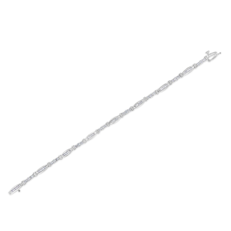 Bids.com 10K White Gold Geometric Pattern Diamond Tennis Bracelet (3 cttw, H-I Color, SI2-I1 Clarity) Bracelets White Smoke White.Gold / 7