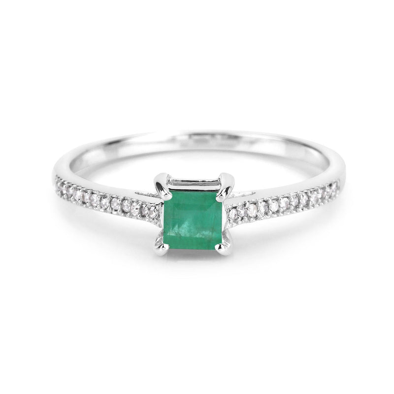 Bids.com 0.67 Carat Genuine Zambian Emerald and White Diamond 14K White Gold Ring Rings White Smoke size 5.00,size 6.00,size 7.00,size 8.00,size 9.00