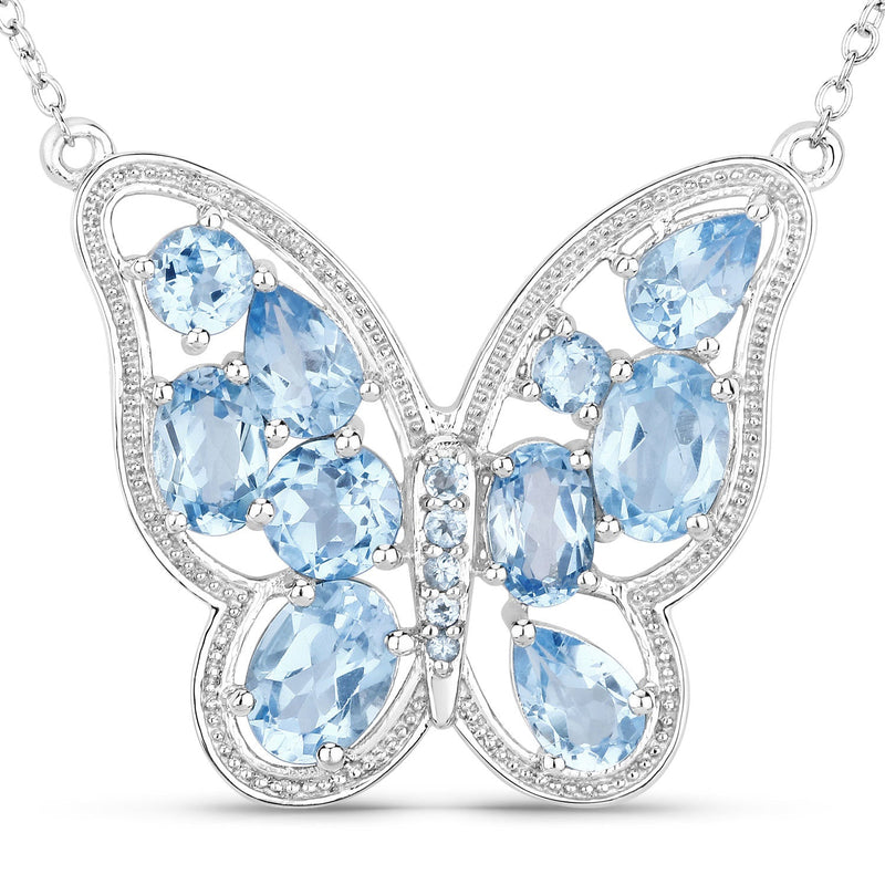 Bids.com 5.54 Carat Genuine Swiss Blue Topaz .925 Sterling Silver Necklace Necklaces White Smoke