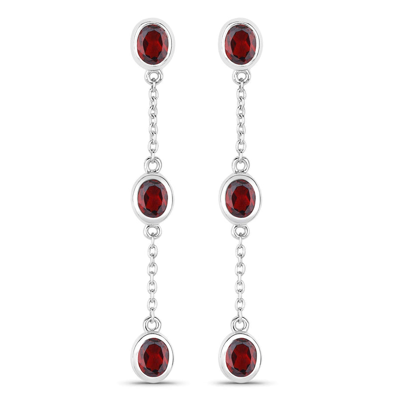 Bids.com 2.70 Carat Genuine Garnet .925 Sterling Silver Earrings Earrings White Smoke