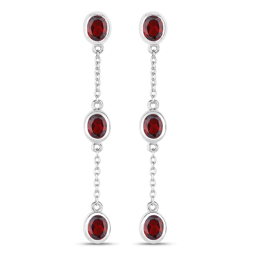Bids.com 2.70 Carat Genuine Garnet .925 Sterling Silver Earrings Earrings White Smoke