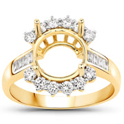 Bids.com 0.58 Carat Genuine White Diamond 14K Yellow Gold Semi Mount Ring - holds 9.00mm Round Gemstone Rings White Smoke size 7.00,size 6.00,size 8.00