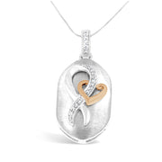Bids.com 10k Rose Gold and Sterling Silver 1/10ct TDW Round Cut Diamond Interlocked Heart and Ribbon Pendant Necklace (H-I, I1-I2) Necklaces White Smoke WhiteRose.Sterling Silver / 18