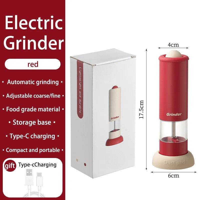 SmartPursue™ USB Rechargeable Salt and Pepper Grinder Spice Grinders White Smoke Red