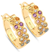 Bids.com 0.76 Carat Genuine Multi Stones .925 Sterling Silver Earrings Earrings White Smoke