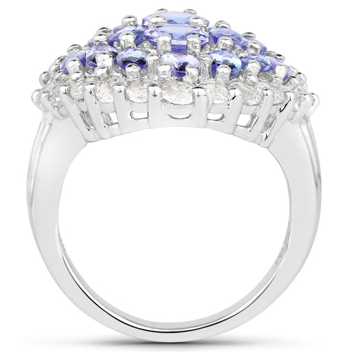 Bids.com 4.72 Carat Genuine Tanzanite and White Topaz .925 Sterling Silver Ring Rings White Smoke size 5.00,size 7.00,size 6.00,size 8.00,size 9.00,size 10.00,size 11.00