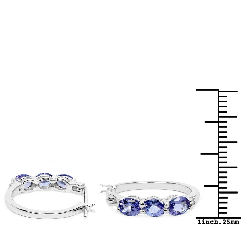 Bids.com 1.99 Carat Genuine Tanzanite and White Diamond .925 Sterling Silver Earrings Earrings White Smoke