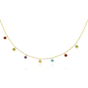 Bids.com 14k Yellow Gold Cable Chain Necklace with Round Multi-Tone Charms Necklaces White Smoke 16 / Yellow Gold,18 / Yellow Gold