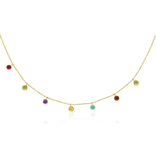Bids.com 14k Yellow Gold Cable Chain Necklace with Round Multi-Tone Charms Necklaces White Smoke 16 / Yellow Gold,18 / Yellow Gold