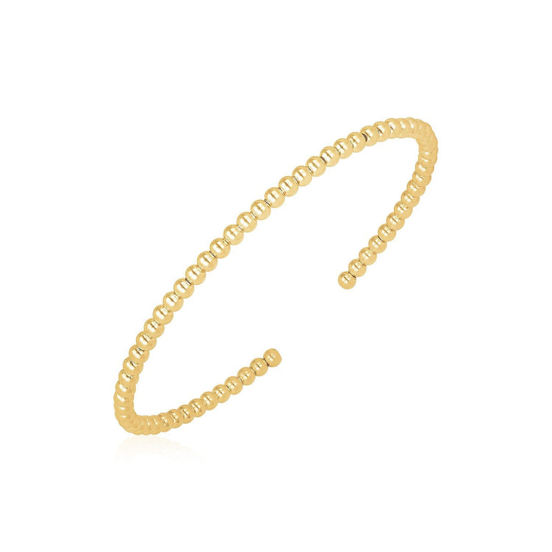 Bids.com 14k Yellow Gold High Polish Bead Cuff Bangle (3mm) Bracelets White Smoke Yellow Gold