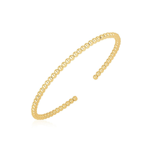 Bids.com 14k Yellow Gold High Polish Bead Cuff Bangle (3mm) Bracelets White Smoke Yellow Gold