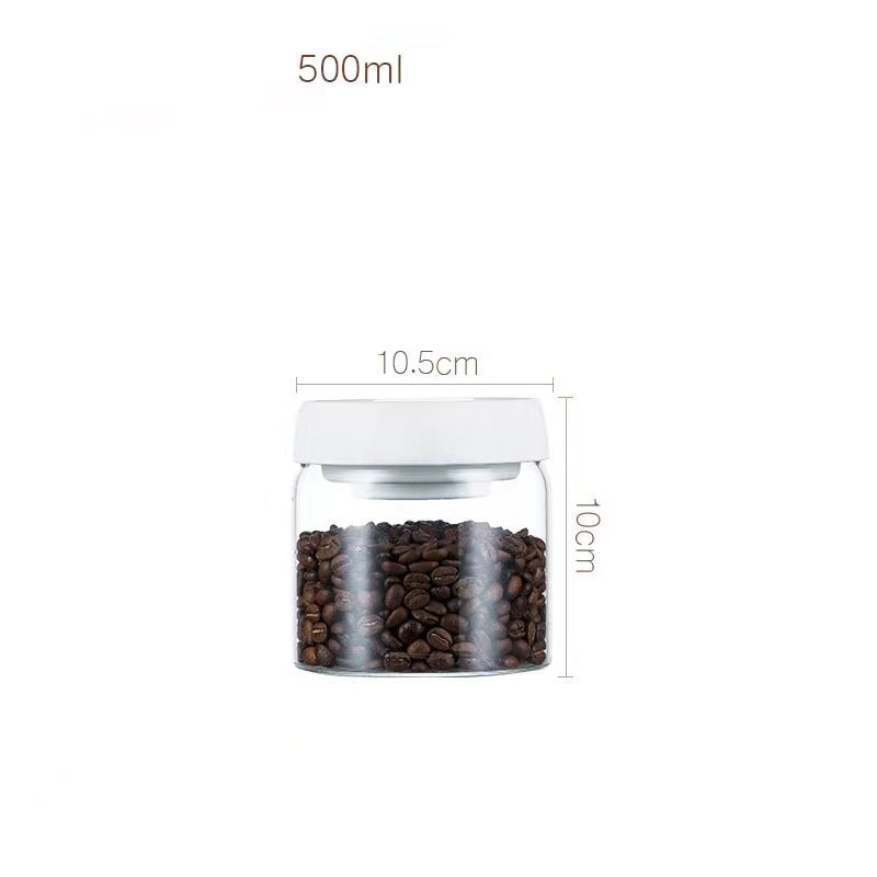 SmartPursue™ Vacuum Sealed Jug Coffee Beans Airtight Canister Kitchen Utensils White Smoke 500ml / White