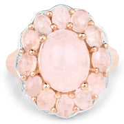 Bids.com 14K Rose Gold Plated 6.76 Carat Genuine Morganite .925 Sterling Silver Ring Rings White Smoke size 6.00,size 8.00,size 7.00,size 9.00