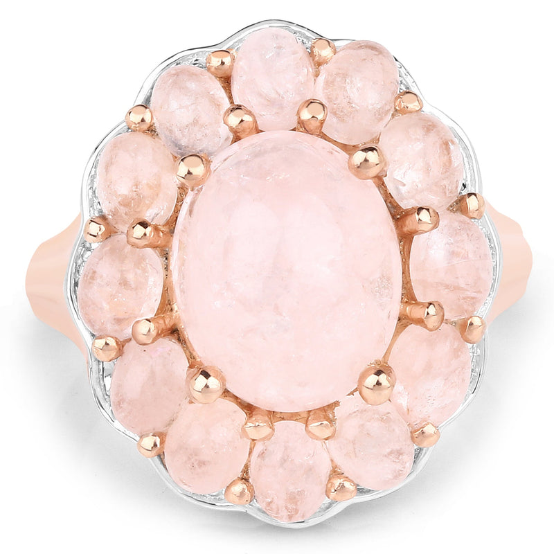 Bids.com 14K Rose Gold Plated 6.76 Carat Genuine Morganite .925 Sterling Silver Ring Rings White Smoke size 6.00,size 8.00,size 7.00,size 9.00