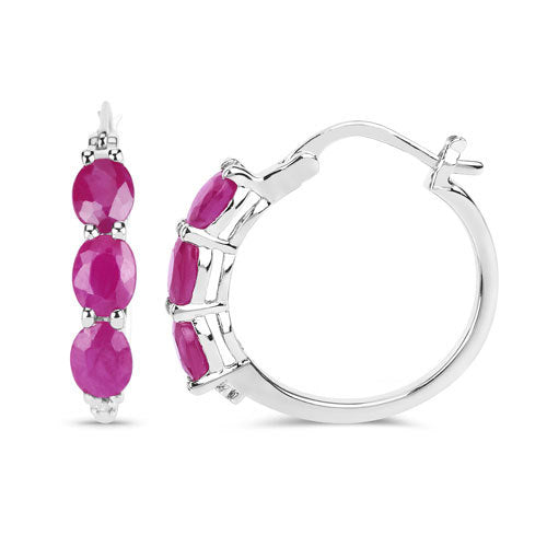 Bids.com 1.81 Carat Genuine Ruby and White Diamond .925 Sterling Silver Earrings Earrings White Smoke
