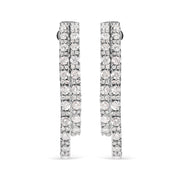 Bids.com 14K White Gold 4.0 Cttw Diamond Asymmetrical Inside Out Double-Hoop Earrings (I-J Color, I1-I2 Clarity) Earrings White Smoke White.Gold / 4