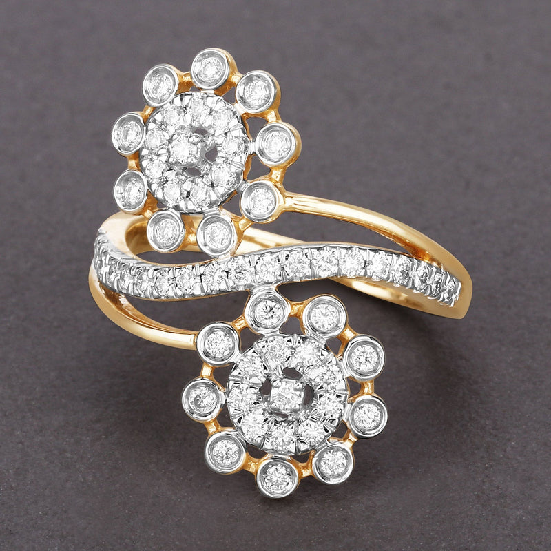 Bids.com 0.56 Carat Genuine White Diamond 14K Yellow Gold Ring (E-F Color, SI1-SI2 Clarity) Rings Dim Gray size 6.00