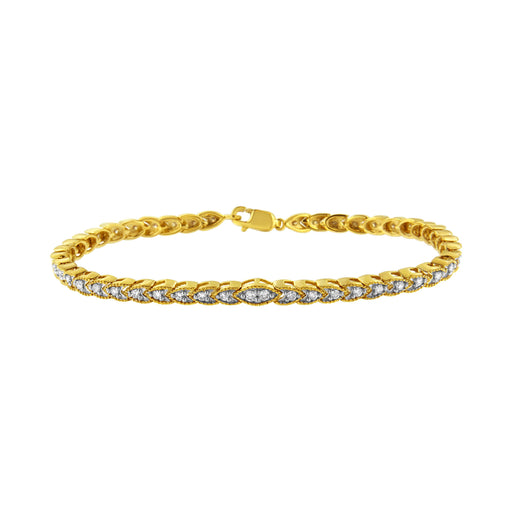 Bids.com 10K Yellow Gold Plated .925 Sterling Silver 1 cttw Prong-Set Diamond Pear Shape Link Bracelet (I-J Color, I1-I2 Clarity) - 7.25" Bracelets White Smoke Yellow.Sterling Silver / 7.25