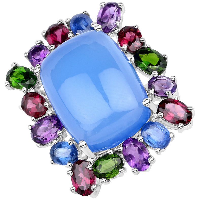 Bids.com 26.67 Carat Genuine Multi Stones .925 Sterling Silver Ring Rings White Smoke size 7.00,size 5.00,size 6.00,size 8.00,size 9.00,size 10.00,size 11.00