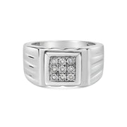 Bids.com .925 Sterling Silver Diamond Accent Miracle-Set 9 Stone Ridged Band Gentlemen's Fashion Ring (I-J Color, I3 Clarity) - Size 10 Rings Gray 10 / White.Sterling Silver,9 / White.Sterling Silver,11 / White.Sterling Silver,12 / White.Sterling Silver
