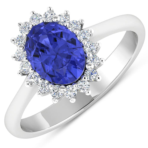 Bids.com 1.92 Carat Genuine Tanzanite and White Diamond 14K White Gold Ring Rings White Smoke size 6.00,size 7.00,size 8.00,size 9.00