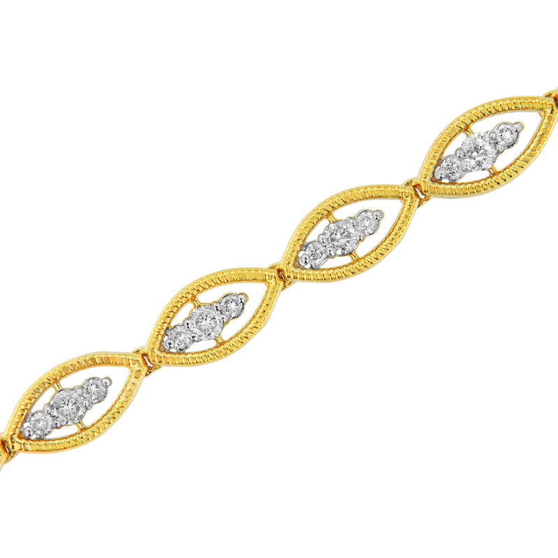 Bids.com 10K Yellow Gold Plated .925 Sterling Silver 1 cttw Prong Set Round-Cut Diamond Link Bracelet (J-K Color, I1-I2 Clarity) - 7.25" Bracelets White Smoke Yellow.Sterling Silver / 7.25