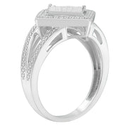 Bids.com .925 Sterling Silver 1/3 Cttw Invisible Set Princess-Cut Diamond Rhombus and Beaded Halo Ring (H-I Color, SI1-SI2 Clarity) - Ring Size 7 Rings White Smoke 7 / Sterling Silver,7 / White.Sterling Silver,6 / White.Sterling Silver,8 / White.Sterling Silver