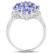 Bids.com 2.07 Carat Genuine Tanzanite .925 Sterling Silver Ring Rings White Smoke size 6.00,size 7.00,size 8.00,size 7.50,size 9.00
