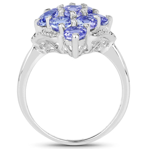 Bids.com 2.07 Carat Genuine Tanzanite .925 Sterling Silver Ring Rings White Smoke size 6.00,size 7.00,size 8.00,size 7.50,size 9.00