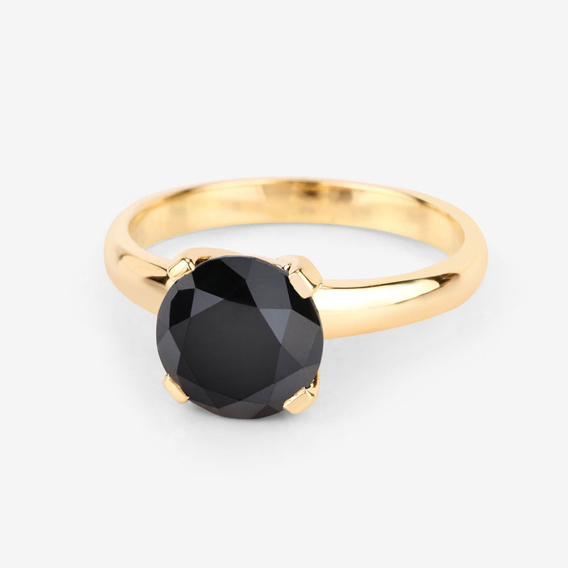 Bids.com 3.00 Carat Genuine Black Diamond 14K Yellow Gold Ring Rings White Smoke size 6.00,size 7.00,size 8.00