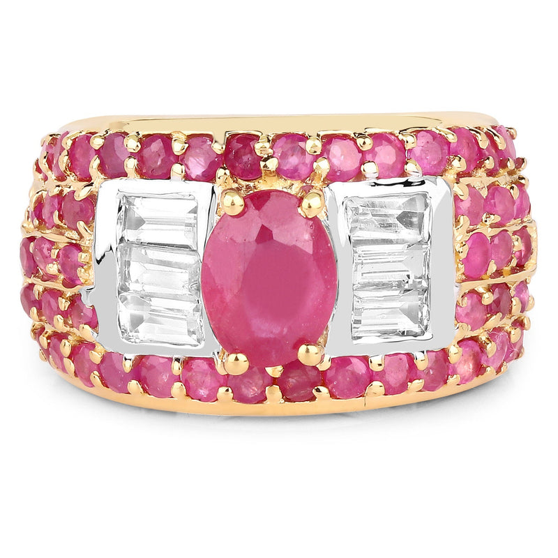 Bids.com 4.23 Carat Glass Filled Ruby and White Topaz .925 Sterling Silver Ring Rings White Smoke size 6.00,size 7.00,size 8.00,size 5.00,size 9.00,size 10.00
