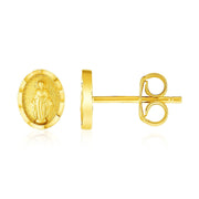 Bids.com 14k Yellow Gold Oval Religious Medallion Post Earrings Earrings White Smoke Yellow Gold