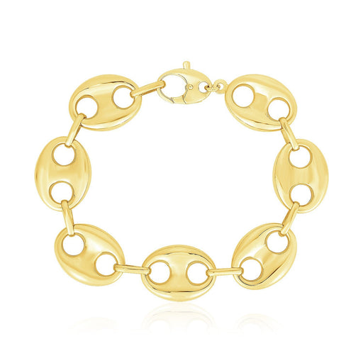 Bids.com 14k Yellow Gold High Polish Lite Puffed Mariner Link Bracelet (21 mm) Bracelets White Smoke 8 / Yellow Gold