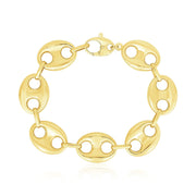 Bids.com 14k Yellow Gold High Polish Lite Puffed Mariner Link Bracelet (21 mm) Bracelets White Smoke 8 / Yellow Gold