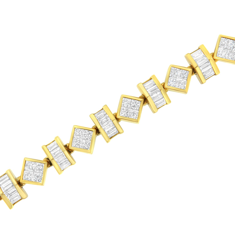 Bids.com 14K Yellow Gold 7.50 Cttw Princess and Baguette Diamond Geometric Link Bracelet Bracelets White Smoke Yellow.Gold / 7