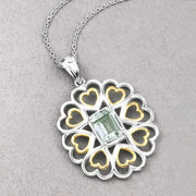 Bids.com 2.10 Carat Genuine Green Amethyst .925 Sterling Silver Pendant Pendants Gray