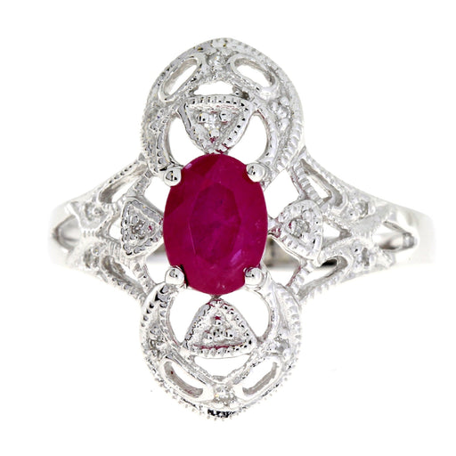 Bids.com 1.05ct Ruby Diamond Ring 10KT White Gold Rings White Smoke 7.0