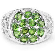 Bids.com 2.21 Carat Genuine Chrome Diopside .925 Sterling Silver Ring Rings White Smoke size 6.00,size 7.00,size 8.00,size 9.00