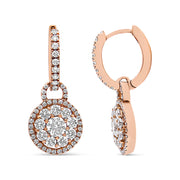 Bids.com 18K Rose Gold 1 1/2 Cttw Round Shaped Diamond Composite Drop and Dangle Leverback Earrings (F-G Color, VS1-VS2 Clarity) Earrings White Smoke Rose.Gold / 1.54