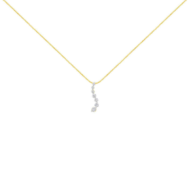 Bids.com AGS Certified 14K Yellow Gold 2.0 Cttw Baguette and Brilliant Round-Cut Diamond Journey 18" Pendant Necklace (F-G Color, I1-I2 Clarity) Necklaces White Smoke Yellow.Gold / 18