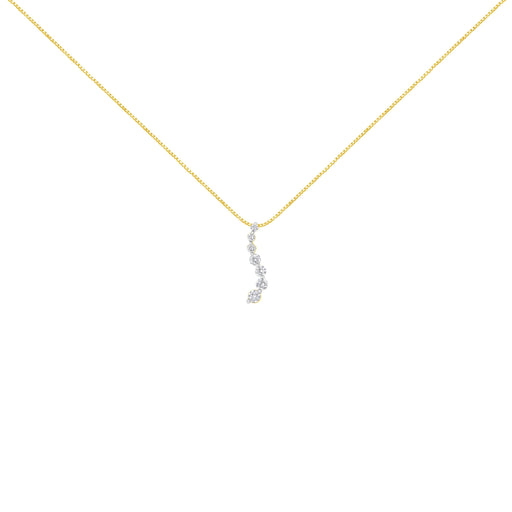Bids.com AGS Certified 14K Yellow Gold 2.0 Cttw Baguette and Brilliant Round-Cut Diamond Journey 18" Pendant Necklace (F-G Color, I1-I2 Clarity) Necklaces White Smoke Yellow.Gold / 18