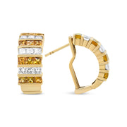 Bids.com 18K Yellow Gold 1 3/4 Cttw Invisible Set Princess Cut Diamond and 2.5mm Yellow Sapphire Huggie Hoop Earrings (F-G Color, VS1-VS2 Clarity) Earrings White Smoke Yellow.Gold / 1.85