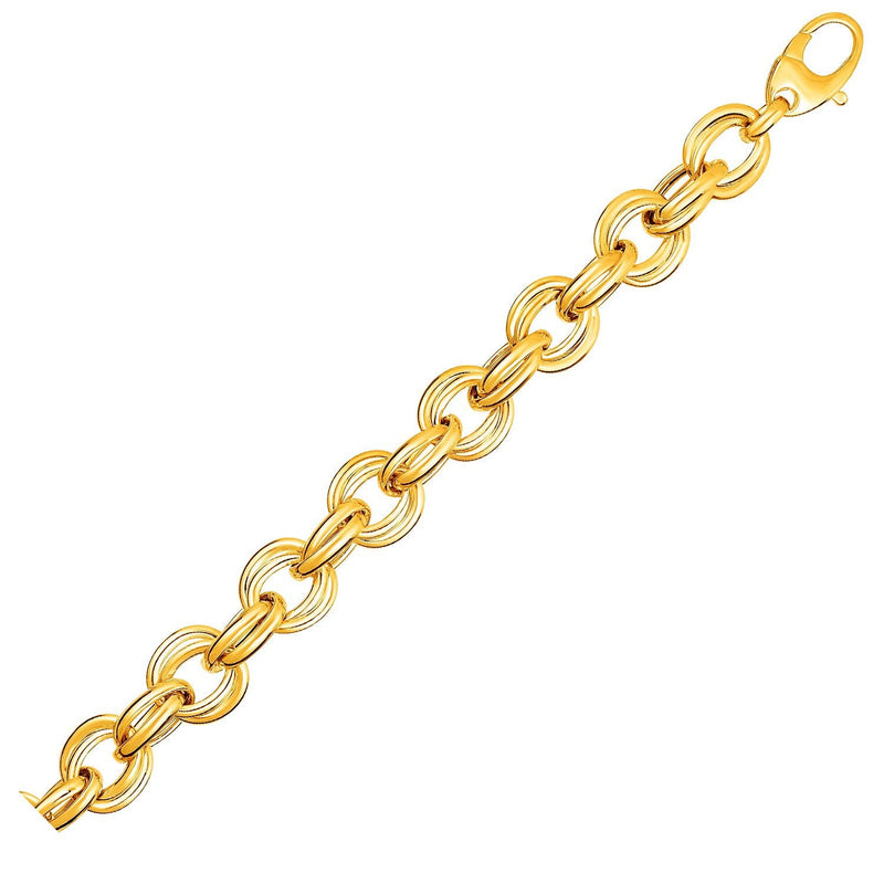 Bids.com Twisted Double Link Bracelet in 14k Yellow Gold Bracelets White Smoke 8 / Yellow Gold