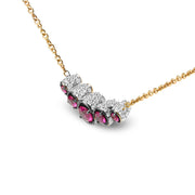 Bids.com 18K Rose Gold 3/4 Cttw Pave Diamonds and Graduated Red Ruby Gemstone Curved Bar Choker Necklace (G-H Color, SI1-SI2 Clarity) - Adjustable up to 14" - 16.5" Necklaces White Smoke Rose.Gold / 16.5