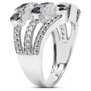 Bids.com 0.87 Carat Genuine Amethyst & White Topaz .925 Sterling Silver Ring Rings White Smoke size 6.00,size 7.00,size 8.00