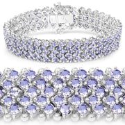 Bids.com 14.70 Carat Genuine Tanzanite .925 Sterling Silver Bracelet Bracelets White Smoke size 7.00