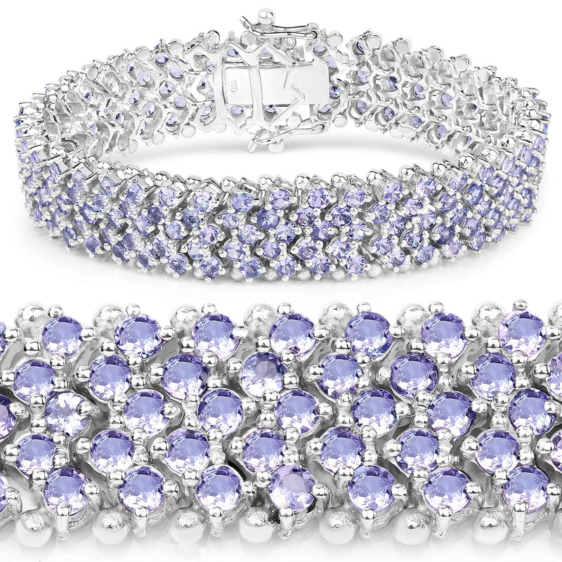 Bids.com 14.70 Carat Genuine Tanzanite .925 Sterling Silver Bracelet Bracelets White Smoke size 7.00