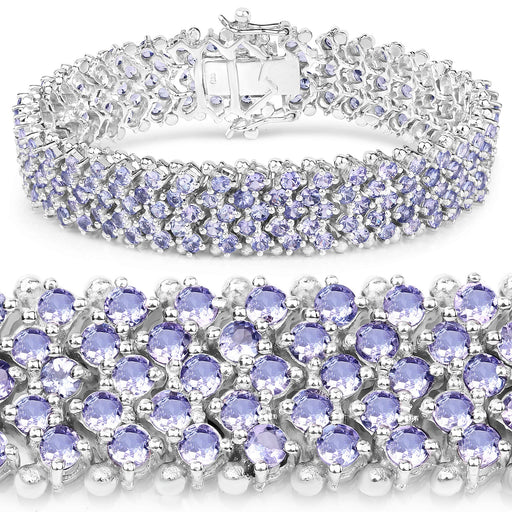 Bids.com 14.70 Carat Genuine Tanzanite .925 Sterling Silver Bracelet Bracelets White Smoke size 7.00
