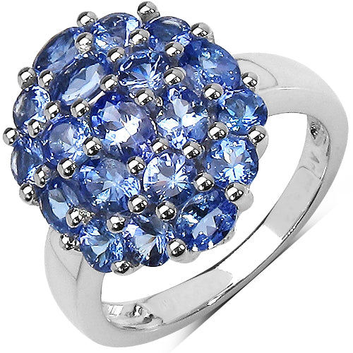 Bids.com Two Tone Plated 2.54 Carat Genuine Tanzanite .925 Sterling Silver Ring Rings White Smoke size 7.00,size 6.00,size 8.00,size 9.00